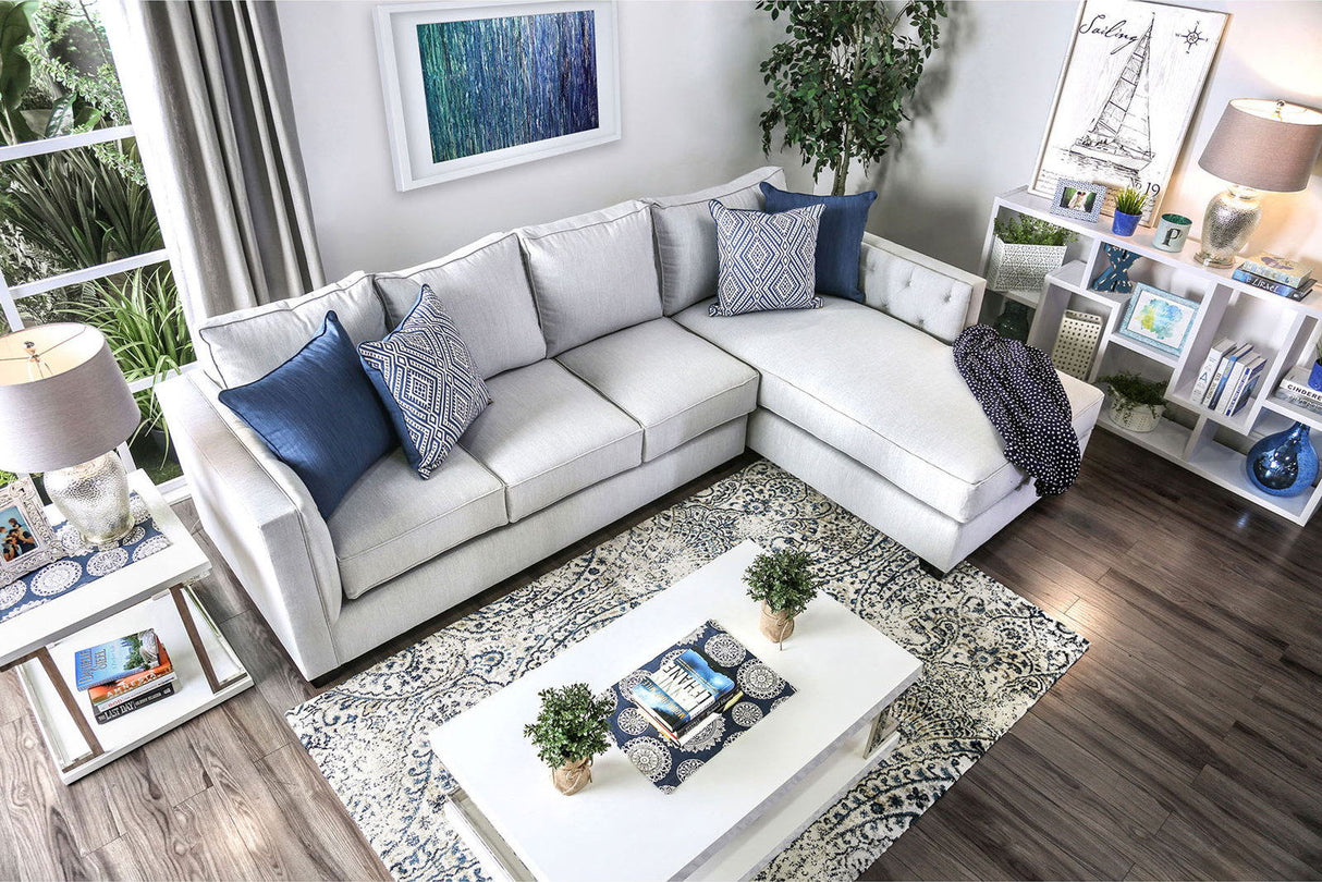 Ornella - Sectional - Light Gray / Blue - Home Elegance USA