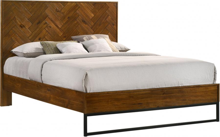 Meridian Furniture - Reed Wood Queen Bed In Antique Coffee - Reed-Q