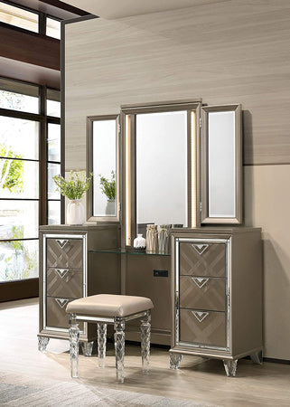 Acme Furniture - Skylar Vanity Desk, Mirror & Stool - 25327-330