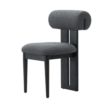 Vig Furniture Modrest Skerrit - Modern Grey Fabric + Black Oak Dining Chair (Set of 2)