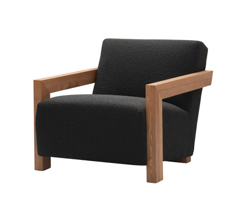 Vig Furniture Modrest Rosen - Modern Black Fabric + Natural Oak Accent Chair