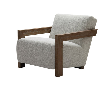 Vig Furniture Modrest Rosen - Modern Beige Fabric + Grey Oak Accent Chair