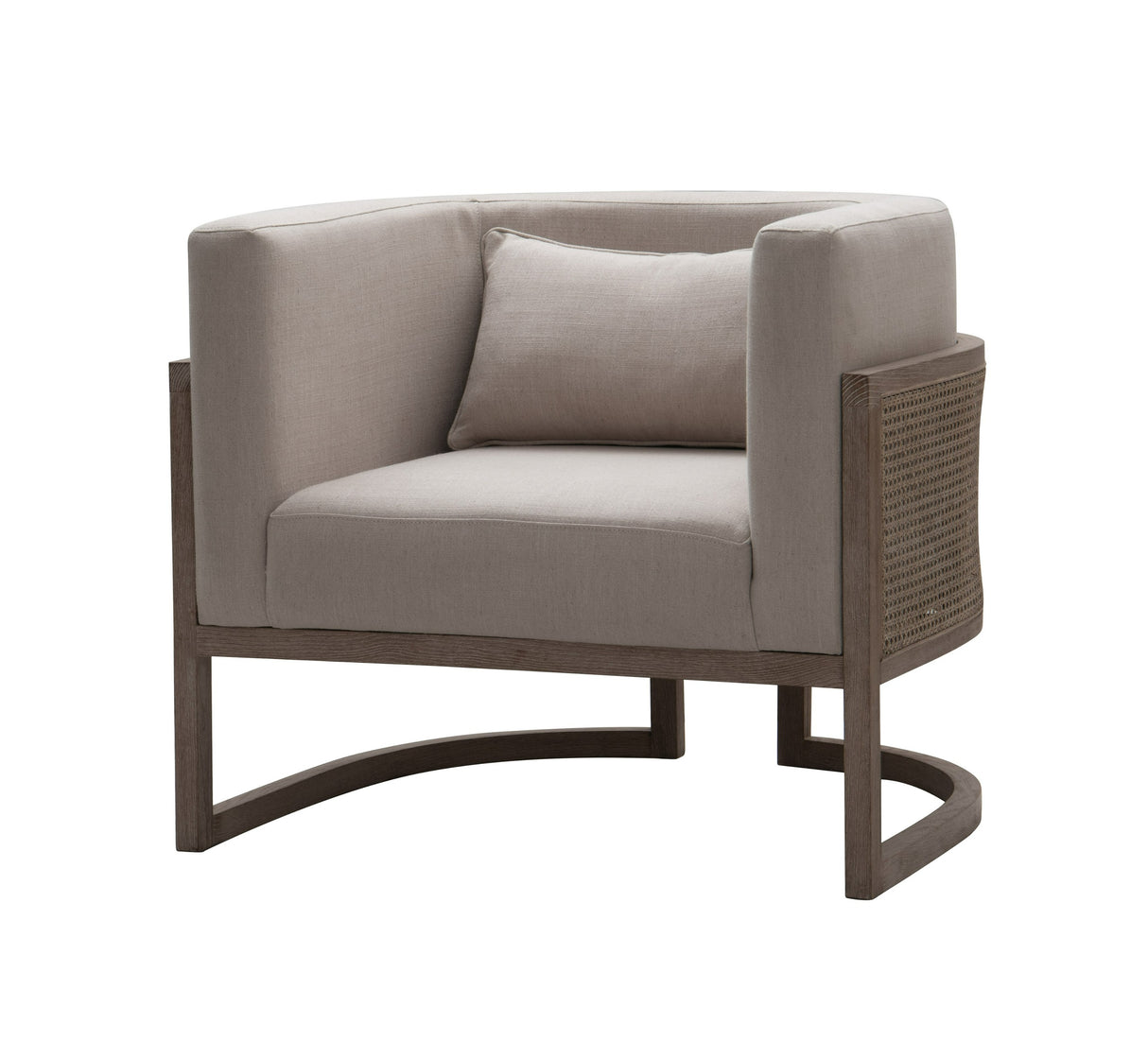 Vig Furniture Modrest Haney - Modern Grey Fabric + Grey Oak+ Rattan Accent Chair