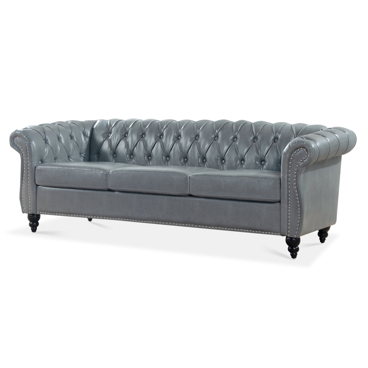 84.65" Rolled Arm Chesterfield 3 Seater Sofa. | Home Elegance USA