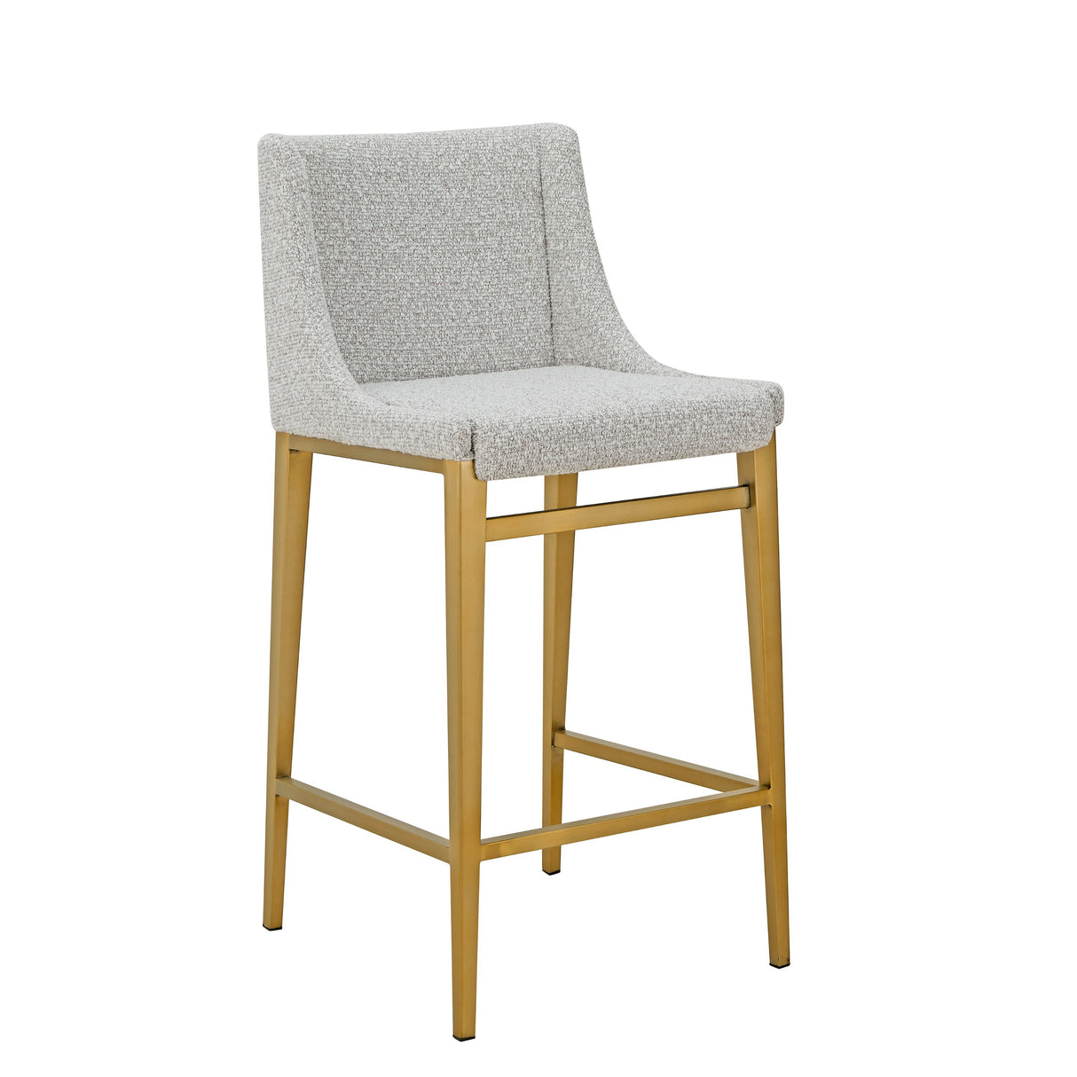 Vig Furniture Modrest Mimi - Modern Light Grey Fabric + Antique Brass Counter Stool (Set of 2)