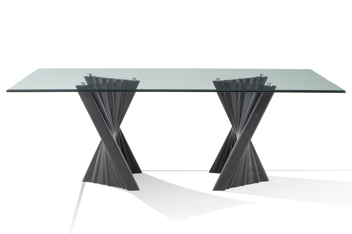 Vig Furniture Modrest Corbin Mid-Century Black Ash & Glass Dining Table