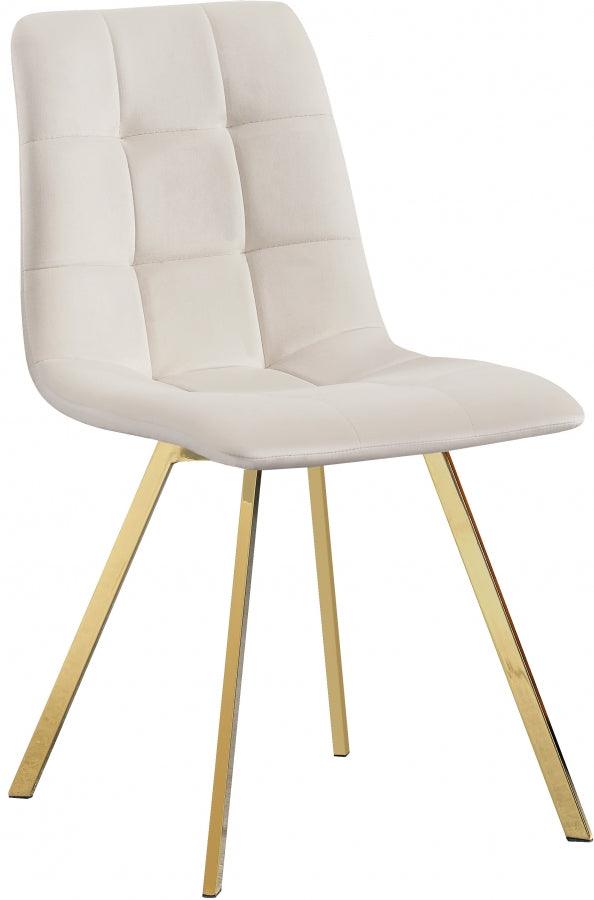 Annie Velvet Dining Chair Set Of 2 In Cream - 979Cream - C | Meridian | Home Elegance USA