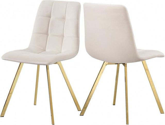 Annie Velvet Dining Chair Set Of 2 In Cream - 979Cream - C | Meridian | Home Elegance USA