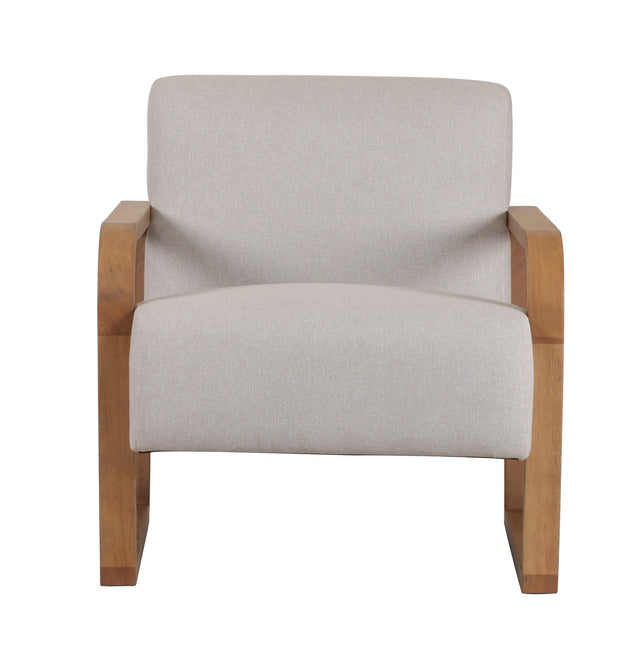 Vig Furniture Modrest Sada - Mid-Century Modern Beige Linen + Chestnut Accent Chair