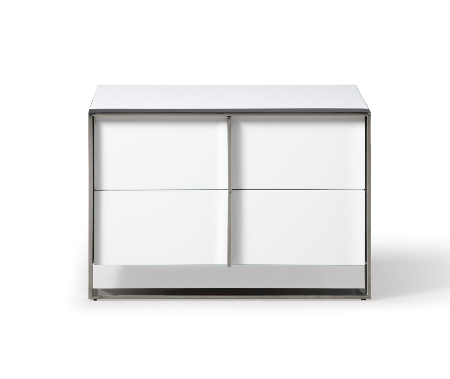 Vig Furniture Modrest Cartier - Modern White + Stainless Steel Nightstand