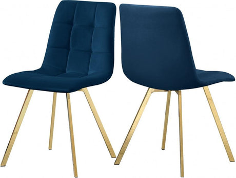 Meridian Furniture - Annie Velvet Dining Chair Set Of 2 In Navy - 979Navy-C