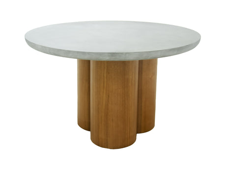 Vig Furniture Modrest Bateman - Modern Faux Concrete + Walnut Round Dining Table