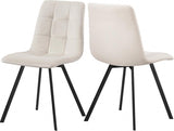 Annie Velvet Dining Chair Set Of 2 In Cream - 981Cream - C | Meridian | Home Elegance USA