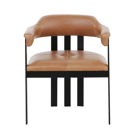 Vig Furniture Modrest Hazen - Modern Camel Leather + Black Iron Dining Chair