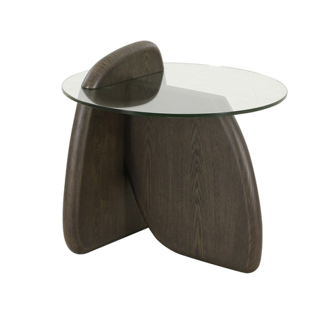 Vig Furniture Modrest Buxton - Mid-Century Modern Glass + Dark Walnut End Table