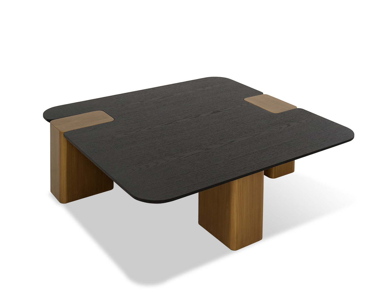 Vig Furniture Modrest Harold - Modern Black Oak+ Brushed Gold Oak Square Small Coffee Table