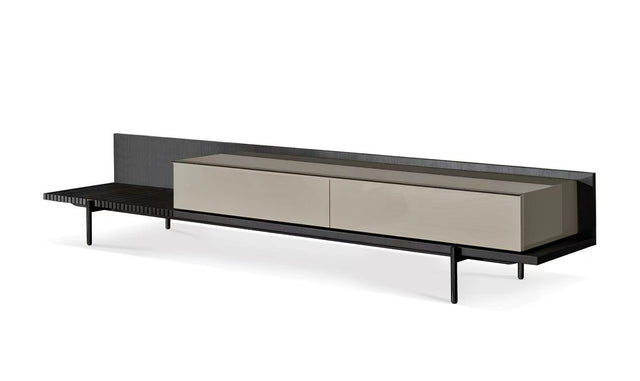 Vig Furniture Modrest Colima - Modern Matte Beige + Walnut TV Stand