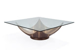 Vig Furniture Modrest Sunset - Contemporary Glass + Walnut Square Coffee Table