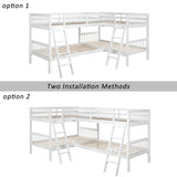 L-Shaped Bunk Bed with Ladder,Twin Size-Gray(OLD SKU :LP000020AAK) - Home Elegance USA