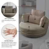 39"W Oversized Swivel Chair with moon storage ottoman for Living Room, Modern Accent Round Loveseat Circle Swivel Barrel Chairs for Bedroom Cuddle Sofa Chair Lounger Armchair, 4 Pillows, Teddy Fabric Home Elegance USA