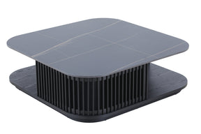 Vig Furniture Modrest Chip - Modern Black Ceramic + Black Ash Square Coffee Table