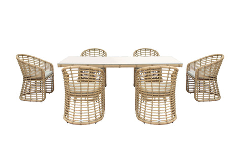 Vig Furniture Renava Mina - Outdoor Bamboo Wicker Dining Set