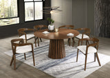 Vig Furniture Modrest Weiss - Mid-Century Modern Walnut Round Dining Table + 6 Chair Set