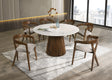 Vig Furniture Modrest Nancy + Weiss - Mid-Century Modern Marble + Walnut Dining Table Set