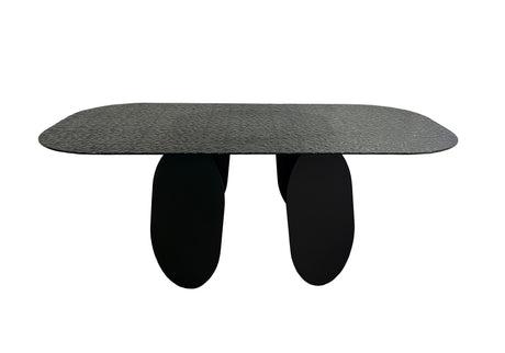 Vig Furniture Modrest Maxine - Modern Hammered Grey Glass Rectangular Dining Table