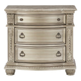 Silver Finish European Design 1pc Nightstand w Genuine Marble Top Traditional Bedroom Furniture - Home Elegance USA