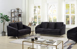 Sofia Black Velvet Fabric Sofa Loveseat Living Room Set Home Elegance USA