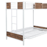 Twin-Over-Futon Bunk Bed, Metal Futon Bunk Bed Frame with Guardrails and Ladder(White)(OLD SKU:LP000096AAK) - Home Elegance USA