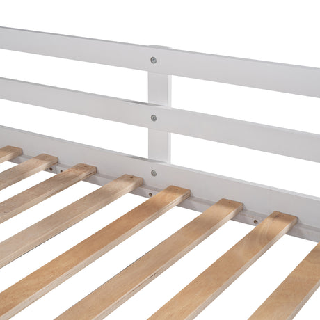 Twin-Over-Twin Bunk Bed with Twin Size Trundle and 3 Storage Stairs,White(OLD SKU :LP000064AAK)