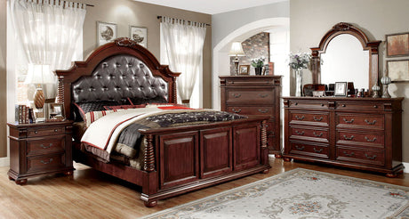 Esperia - 4 Piece Queen Bedroom Set - Brown Cherry - Home Elegance USA