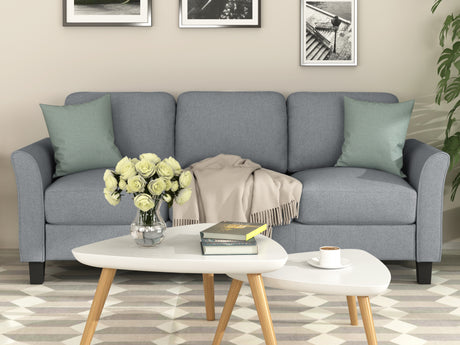 3 - Seat Sofa Living Room Linen Fabric Sofa (Gray) - WF191004AAE - image - 2