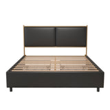Black, Full-size bed. Classic steamed bread shaped backrest, metal frame, solid wood ribs, with four storage drawers, sponge soft bag, comfortable and elegant atmosphere - Home Elegance USA