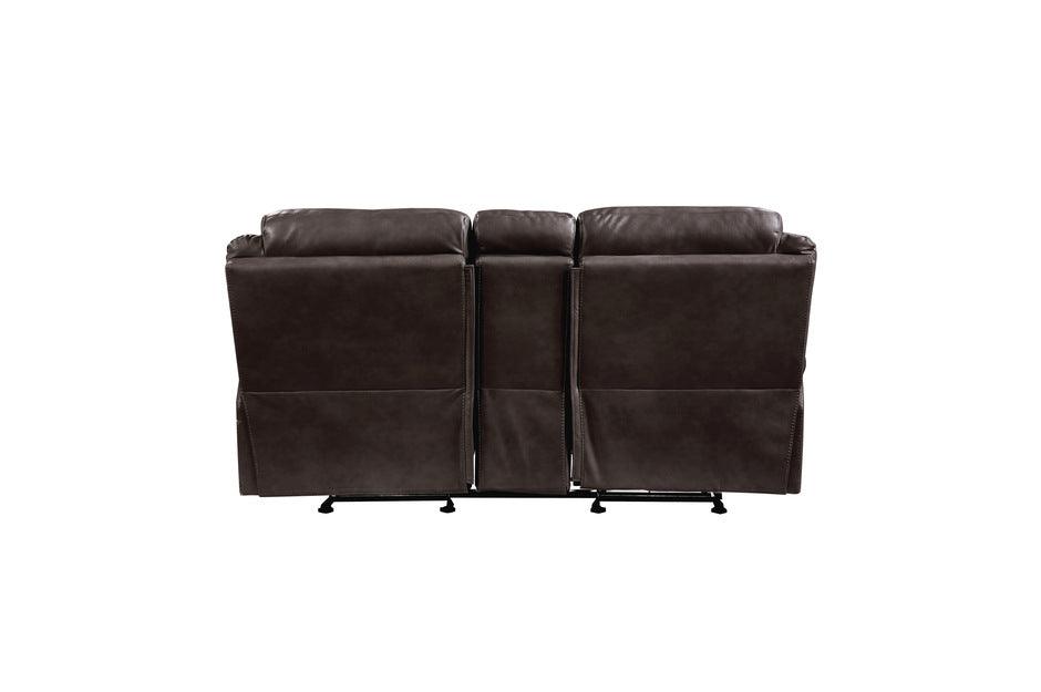 Aram Double Glider Reclining Loveseat With Center Console And Receptacles 8206Brw - 2 | Homelegance | Home Elegance USA