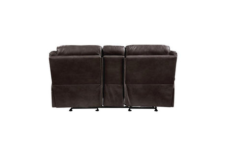 Aram Double Glider Reclining Loveseat With Center Console And Receptacles 8206Brw-2 | Homelegance