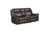 Aram Double Glider Reclining Loveseat With Center Console And Receptacles 8206Brw - 2 | Homelegance | Home Elegance USA