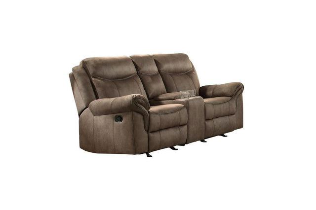 Aram Double Glider Reclining Love Seat With Center Console And Receptacles 8206Nf - 2 | Homelegance | Home Elegance USA