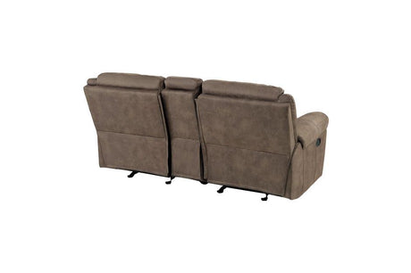 Aram Double Glider Reclining Love Seat With Center Console And Receptacles 8206Nf-2 | Homelegance
