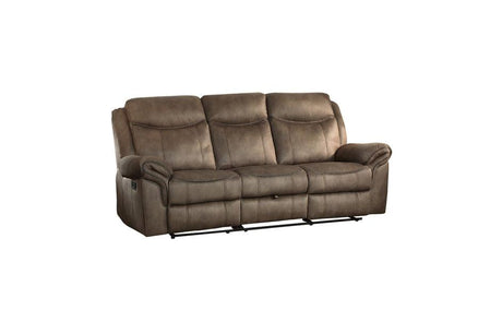 Aram Double Reclining Sofa With Center Drop - Down Cup Holders, Receptacles And Hidden Drawer 8206Nf - 3 | Home Elegance USA