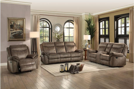 Aram Double Glider Reclining Love Seat With Center Console And Receptacles 8206Nf-2 | Homelegance