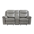 Aram Double Glider Reclining Love Seat With Center Console, Receptacles And Usb Ports 8206Gry-2 | Homelegance