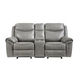 Aram Double Glider Reclining Love Seat With Center Console, Receptacles And Usb Ports 8206Gry - 2 |  Home Elegance USA