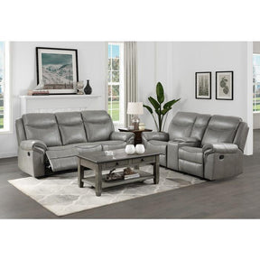Aram 2 Piece Double Reclining Living Room Set In Gray 8206Gry-3-2 | Homelegance