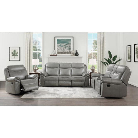 Aram 3 Piece Double Reclining Living Room Set In Gray 8206Gry - 3 - 2 - 1 | Homelegance | Home Elegance USA