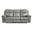 Aram Double Reclining Sofa With Center Drop-Down Cup Holders, Receptacles, Hidden Drawer And Usb Ports 8206Gry-3 | Homelegance