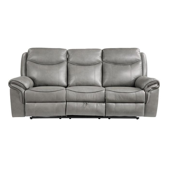 Aram Double Reclining Sofa With Center Drop - Down Cup Holders, Receptacles, Hidden Drawer And Usb Ports 8206Gry - 3