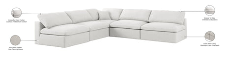 Serene - Cloud 5 Piece Modular Sectional - Cream - Fabric - Home Elegance USA